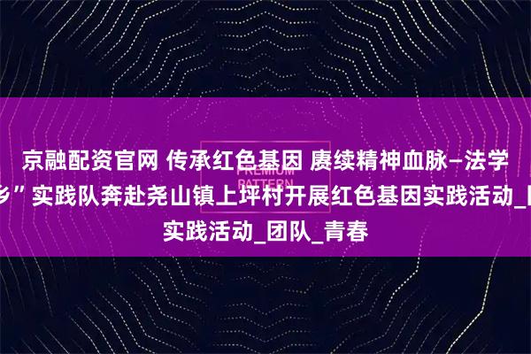 京融配资官网 传承红色基因 赓续精神血脉—法学院“三下乡”实践队奔赴尧山镇上坪村开展红色基因实践活动_团队_青春
