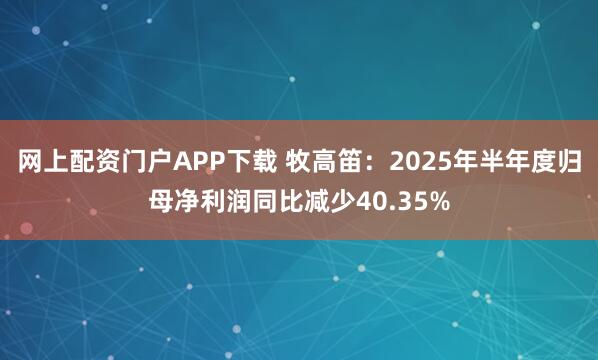 网上配资门户APP下载 牧高笛:2025年半年度归母净利润同比减少40.35%