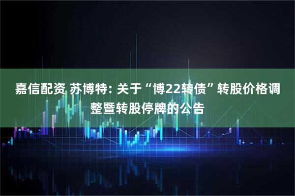 嘉信配资 苏博特: 关于“博22转债”转股价格调整暨转股停牌的公告